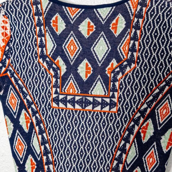 BCBGMaxAzria Fit and Flare Dress Geometric Print Size XS Boho Statement - Picture 7 of 9